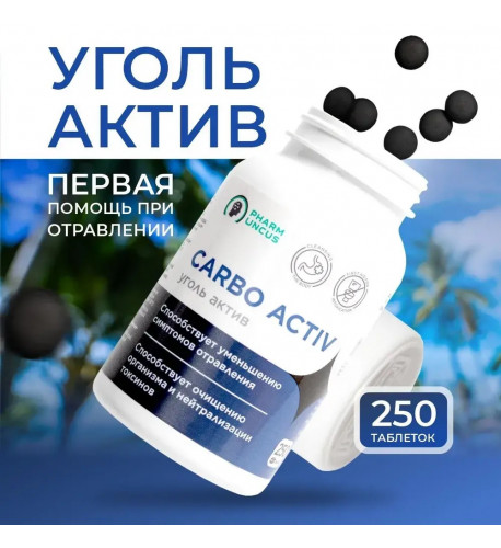 Aktívne uhlie - Carbo activ 250 tabliet