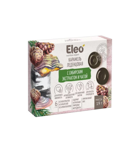 Karamelové cukríky so sibírskym extraktom a čagou - 6ks/19g - ELEO