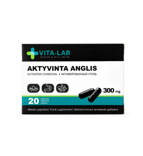 Aktívne uhlie 300 mg – 20 kapsúl – VITA-LAB