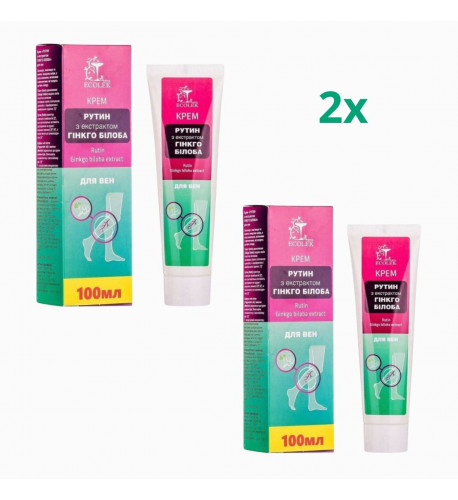 Zvýhodnený set: 2x Krém na žily Rutín s extraktom z ginkgo biloba - 100 ml - Ecolek Zvýhodnený set: 2x Krém na žily Rutín s extraktom z ginkgo biloba - 100 ml - Ecolek