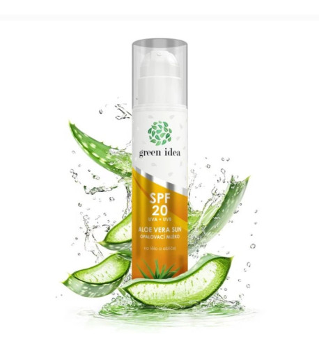 Aloe vera opaľovacie mlieko SPF 20 200 ml - Green idea Aloe vera opaľovacie mlieko SPF 20 200 ml - Green idea