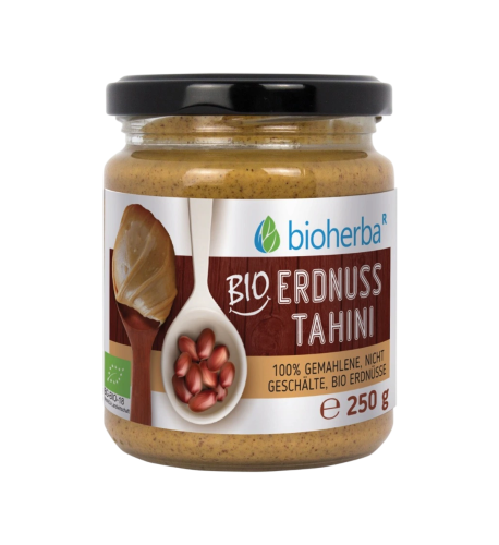 100 % bio arašidové tahini z mletých nelúpaných jadier – 250 g – Bioherba