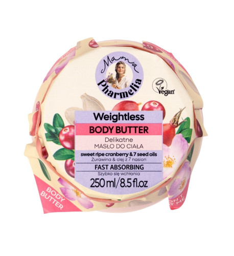 Ľahké telové maslo so sladkou zrelou brusnicou a 7 olejmi zo semien - 250 ml - Mama Pharmelia Ľahké telové maslo so sladkou zrelou brusnicou a 7 olejmi zo semien - 250 ml - Mama Pharmelia