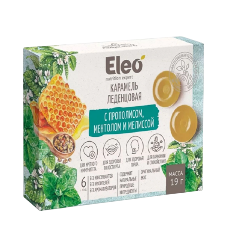 Cukríky s propolisom, mentolom a medovkou - 6ks/19g - ELEO Cukríky s propolisom, mentolom a medovkou - 6ks/19g - ELEO