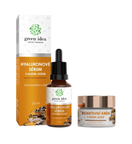 Zvýhodnený set kozmetiky pre zrelú pleť: Bioaktívny krém + Hyalurónové sérum s hadím jedom - Green idea Zvýhodnený set kozmetiky pre zrelú pleť: Bioaktívny krém + Hyalurónové sérum s hadím jedom - Green idea