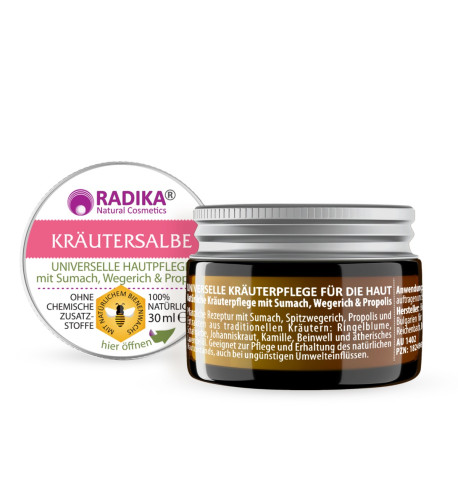 Univerzálna bylinná masť so sumachom, skorocelom a propolisom - 30 ml - Bioherba