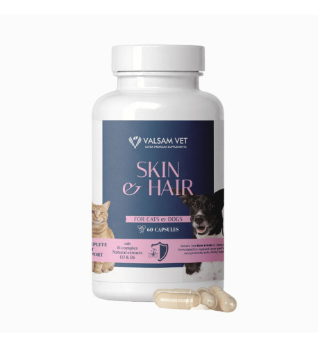 SKIN & HAIR - podpora zdravej kože a lesklej srsti pre psy a mačky 60 kapsúl - Valsam Vet SKIN & HAIR - podpora zdravej kože a lesklej srsti pre psy a mačky 60 kapsúl - Valsam Vet