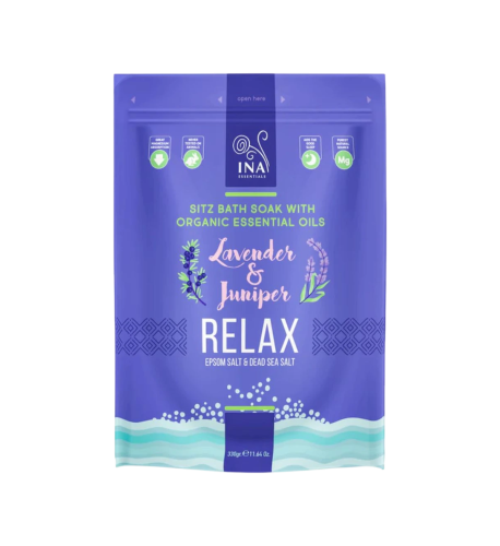 Relax - kúpeľová soľ s levanduľou a borievkou - oddych a odbúranie stresu - 330 g - INA Essentials