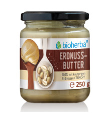 Arašidové maslo crunchy s kúskami - 250 g - Bioherba Arašidové maslo crunchy s kúskami - 250 g - Bioherba