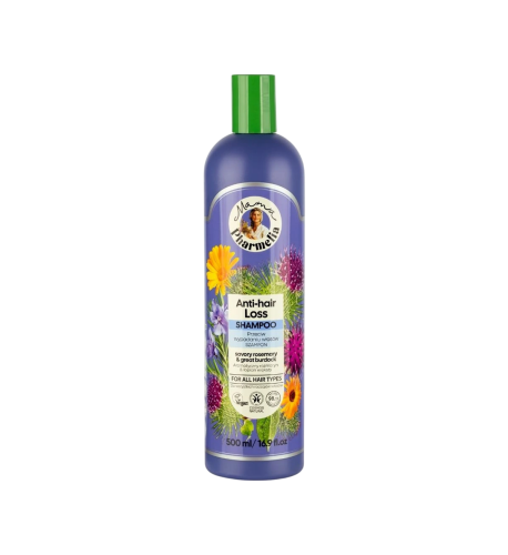 Šampón proti vypadávaniu vlasov s rozmarínom a lopúchom - 500 ml - Mama Pharmelia Šampón proti vypadávaniu vlasov s rozmarínom a lopúchom - 500 ml - Mama Pharmelia