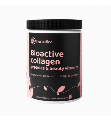 Bioaktívny kolagén s peptidmi a vitamínmi pre krásu, nechty, vlasy a pokožku - 300g  Príchuť: Jahoda