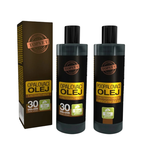 Zvýhodnený set na opaľovanie a po opaľovaní: Opaľovací olej s astaxantínom SPF 30 + Olej po opaľovaní - Green idea