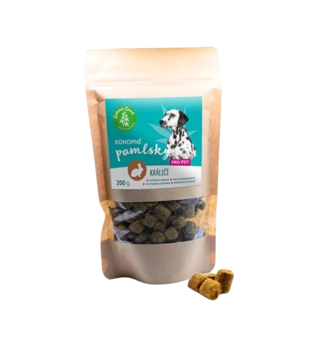 Konopné maškrty pre psov – príchuť králika - 200 g - Zelená Země
