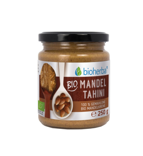 100 % bio mandľové tahini z mletých bio mandľových jadier – 250 g – Bioherba