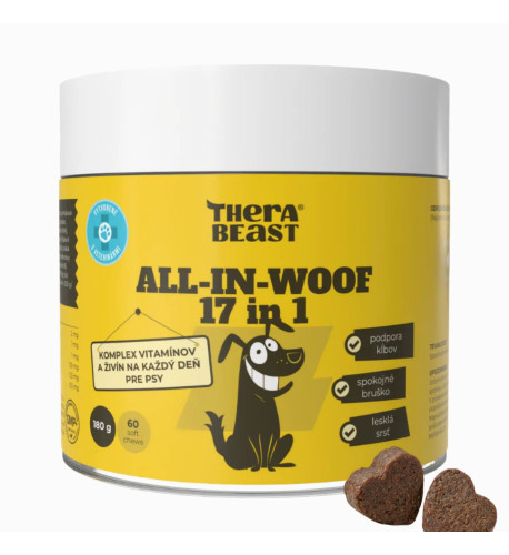 All-In-Woof 17 in 1 – komplex vitamínov, probiotík a živín pre psov – 60 ks – Therabeast