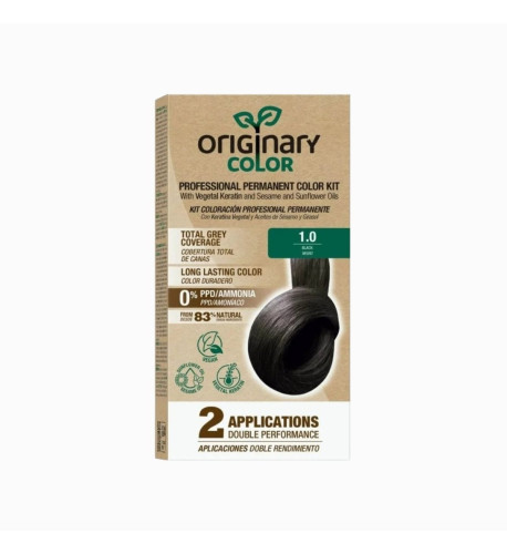 Profesionálna sada na farbenie vlasov s keratínom a rastlinnými olejmi - RÔZNE ODTIENE - Originary Color Farba: Čierna 1.0