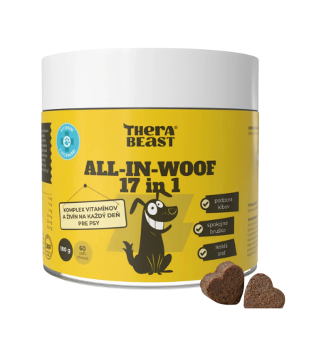 All-In-Woof 17 in 1 – komplex vitamínov, probiotík a živín pre psov – 60 ks – Therabeast All-In-Woof 17 in 1 – komplex vitamínov, probiotík a živín pre psov – 60 ks – Therabeast