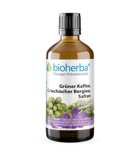 Zelená káva, grécky horský čaj a šafran kvapky – tinktúra – 100 ml – Bioherba