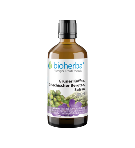 Zelená káva, grécky horský čaj a šafran kvapky – tinktúra – 100 ml – Bioherba