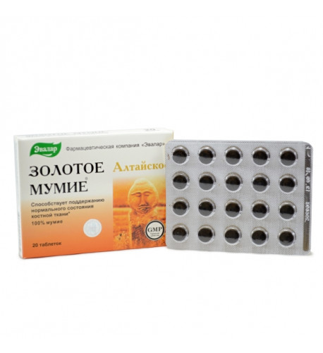 Zlaté mumio – mumio altajské očistené – potravinový doplnok stravy - Evalar Balenie: 20 tabliet