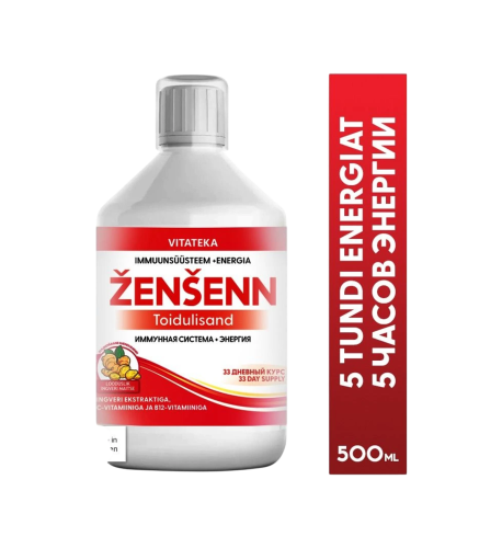 Vitamínový bylinný nápoj – ženšen, eleuterokok a zázvor – 500 ml – Vitateka