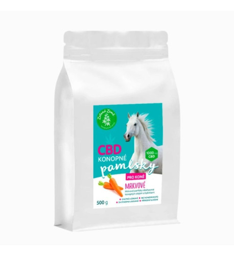 Konopné maškrty pre kone – príchuť mrkva - 500 g - Zelená Země Konopné maškrty pre kone – príchuť mrkva - 500 g - Zelená Země