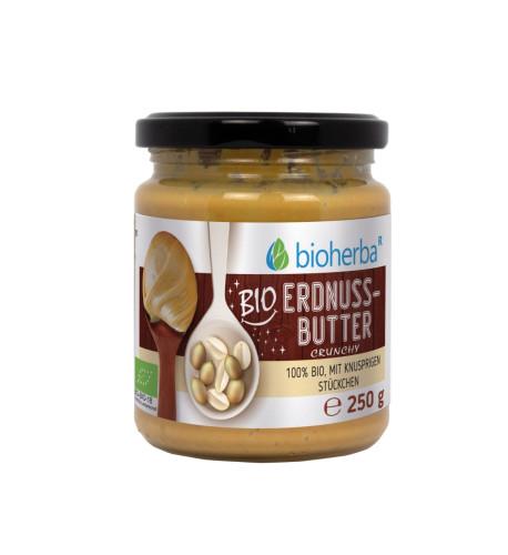 100 % bio arašidové maslo crunchy – 250 g – Bioherba