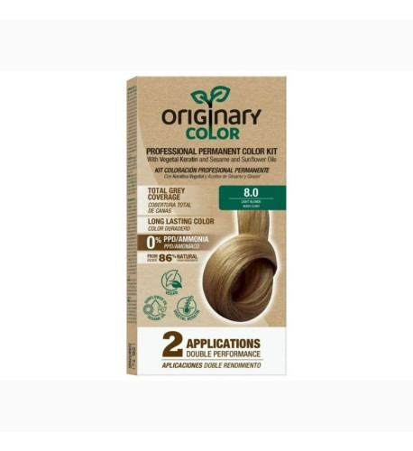 Profesionálna sada na farbenie vlasov s keratínom a rastlinnými olejmi - RÔZNE ODTIENE - Originary Color Farba: Svetlá blond 8.0