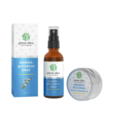 Zvýhodnený set Starostlivosť o nohy: Manuka MYCOFOOT sprej + Manuka MYCONAIL nechtový regeneračný olej - Green idea