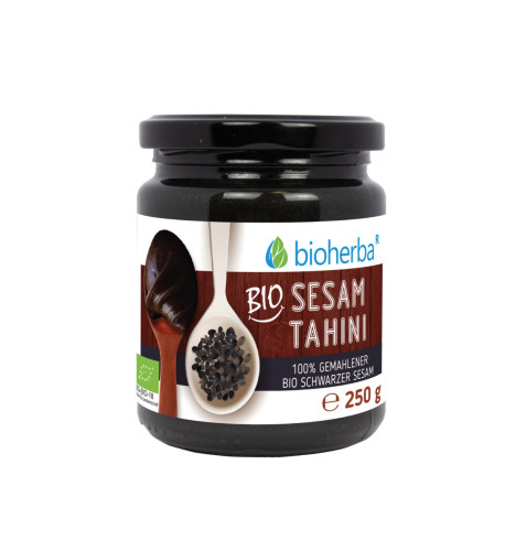100 % bio sezamové tahini z mletého bio čierneho sezamu – 250 g – Bioherba