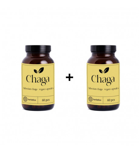 Zvýhodnený set: 2 x Sibírska čaga - 60 vegánskych kapsúl (300mg/ kapsula) -