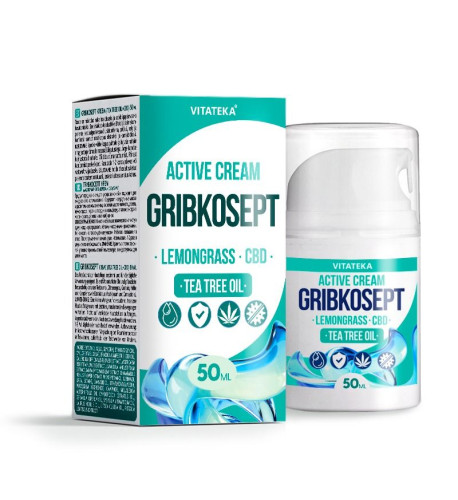 Gribkosept krém s citrónovou trávou, CBD a tea tree olejom - 50 ml - Vitateka