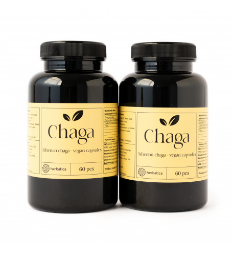 Zvýhodnený set: 2 x Sibírska čaga - 60 vegánskych kapsúl (300mg/ kapsula) -