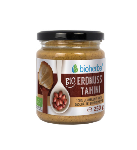 100 % bio arašidové tahini z mletých nelúpaných jadier – 250 g – Bioherba