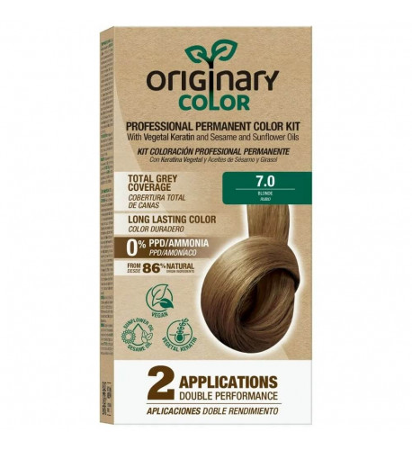 Profesionálna sada na farbenie vlasov s keratínom a rastlinnými olejmi - RÔZNE ODTIENE - Originary Color Farba: Blond 7/0