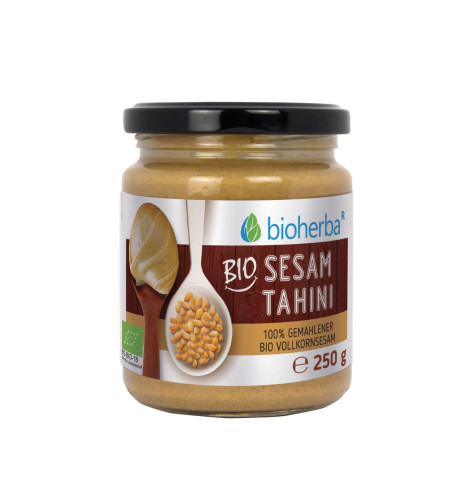 100 % bio sezamové tahini z mletého bio celozrnného sezamu – 250 g – Bioherba