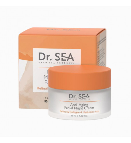 Anti-aging nočný krém na tvár s retinolom, kolagénom a kyselinou hyalurónovou - 50ml - Dr. Sea