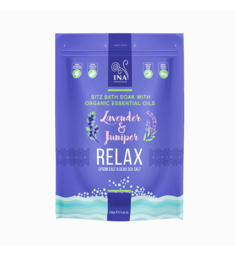 Relax - kúpeľová soľ s levanduľou a borievkou - oddych a odbúranie stresu - 330 g - INA Essentials