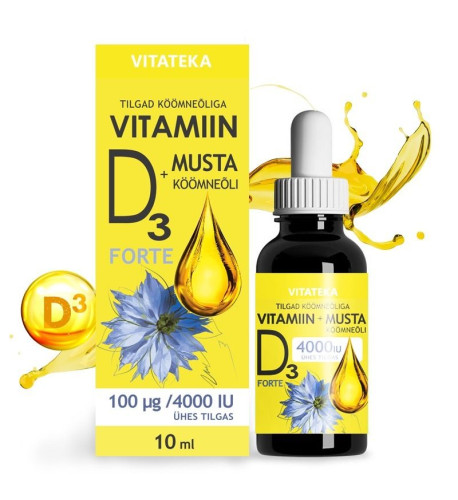 Vitamín D3 4000 IU s olejom z čiernej rasce – 10 ml – Vitateka