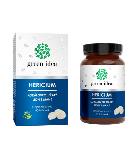 Hericium – koralovec ježovitý – 60 kapsúl - Green idea Hericium – koralovec ježovitý – 60 kapsúl - Green idea
