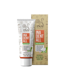 Dent-All - prírodná zubná pasta bez fluoridov so škumpou vlasatou, lúhom z čierneho mora a postbiotikami - 75 ml - INA Essentials