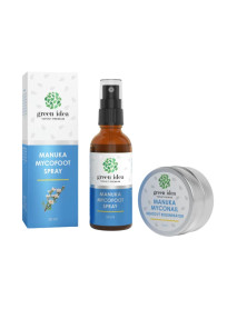 Zvýhodnený set Starostlivosť o nohy: Manuka MYCOFOOT sprej + Manuka MYCONAIL nechtový regeneračný olej - Green idea