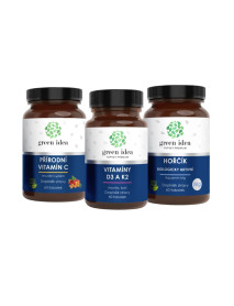 Zvýhodnený set Svaly, kosti a imunita: Horčík + Vitamíny D3 K2 + Vitamín C - Green idea
