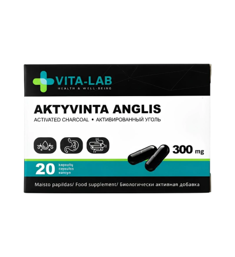 Aktívne uhlie 300 mg – 20 kapsúl – VITA-LAB Aktívne uhlie 300 mg – 20 kapsúl – VITA-LAB