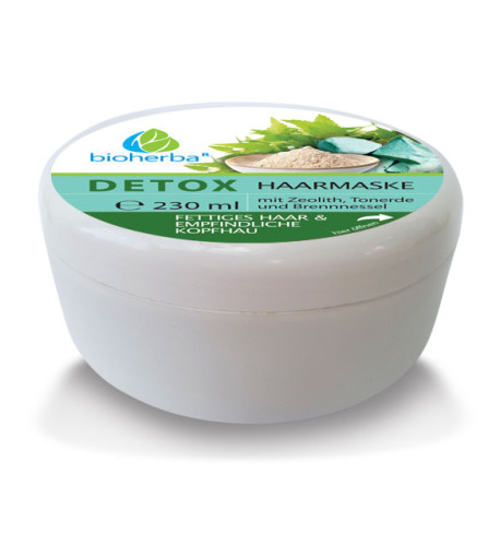 Detox vlasová maska so zeolitom, ílom a žihľavou pre mastné vlasy a citlivú pokožku hlavy - 230 ml - Bioherba