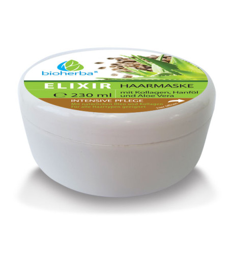 Vlasová maska Elixír s kolagénom, aloe vera a konopným olejom - 230 ml - Bioherba Vlasová maska Elixír s kolagénom, aloe vera a konopným olejom - 230 ml - Bioherba