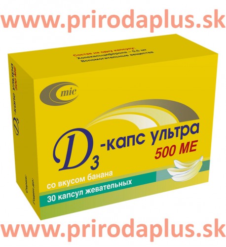 D3 – VITAMÍN D, žuvacia kapsula  s banánovou príchuťou - 30 tabliet